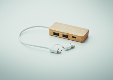 Logotrade promotional gift picture of: Bamboo USB 3 ports hub